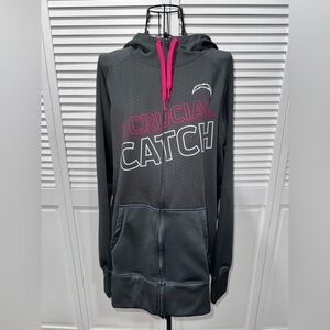 Women's Los Angeles Chargers Crucial Catch NFL Team Apparel Gray Pink Jacket XL